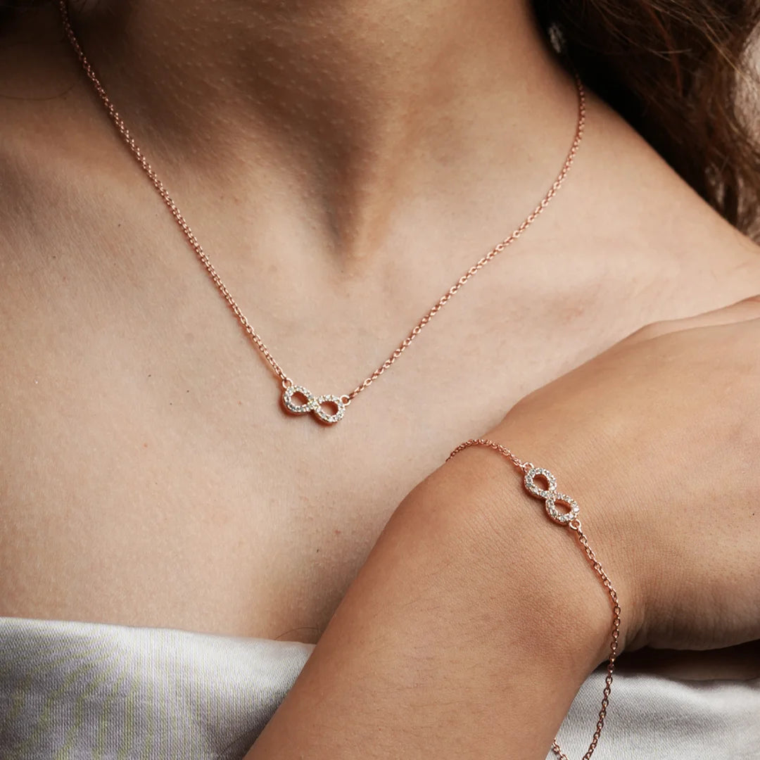 Infinity Symbol Rose Gold Diamond Infinity Necklace Infinity Necklace - Main Image